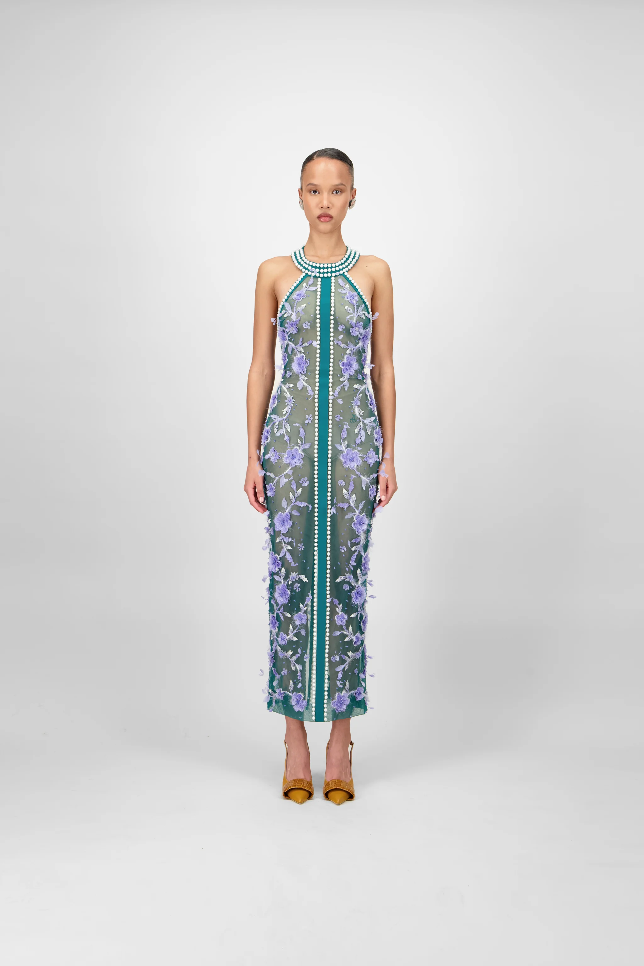 Floral Beaded Midi Dress