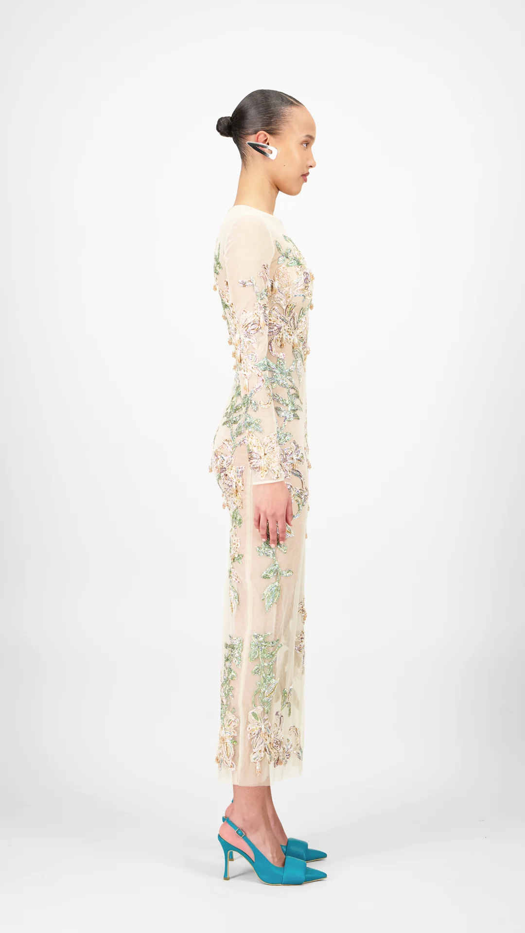Floral Beaded Midi Dress - Image 3