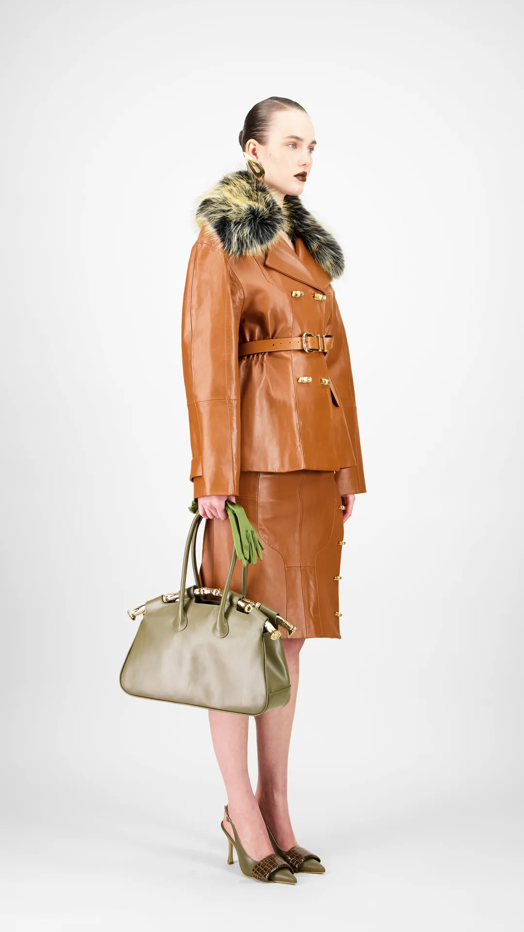 Leather Belted Jacket - Image 2