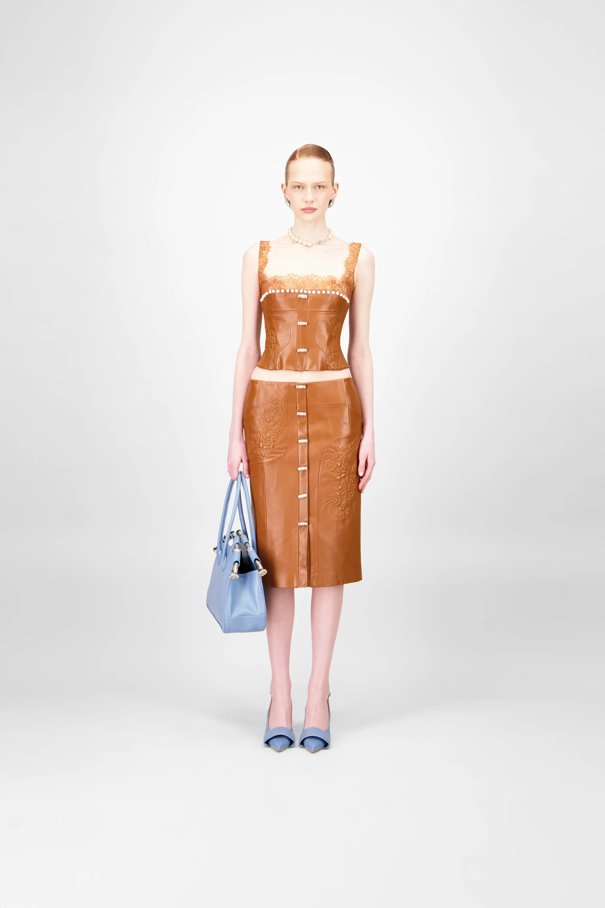 Leather Embossed Short Skirt
