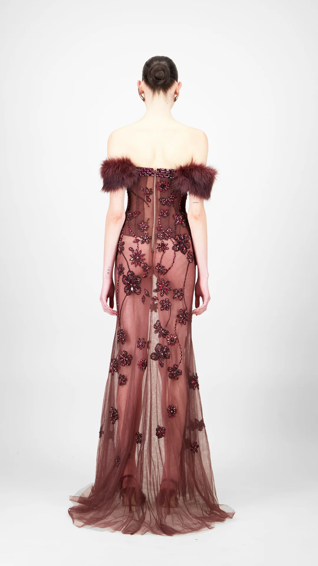 Off-Shoulder Beaded Long Dress - Image 2