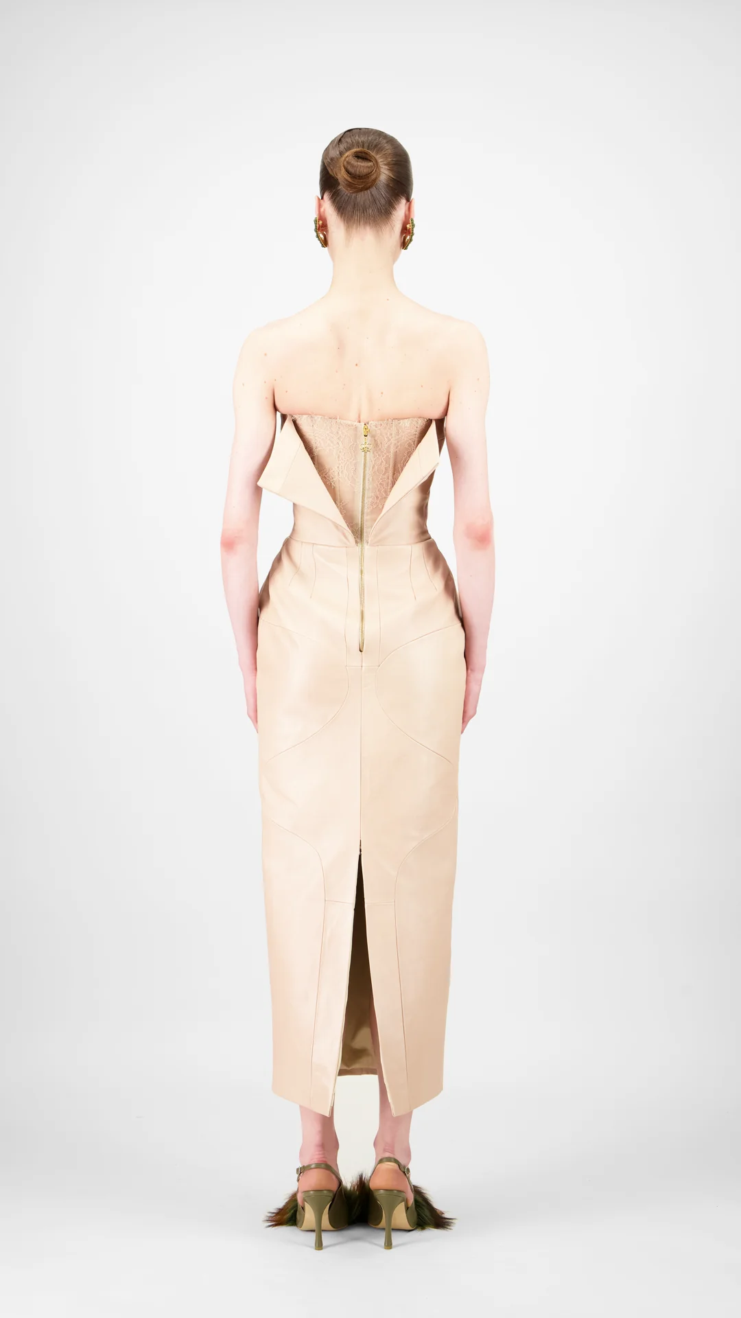Strapless Leather Midi Dress - Image 2